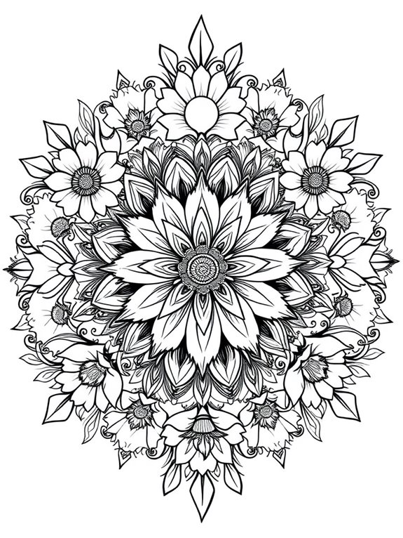floral mandala coloring page
