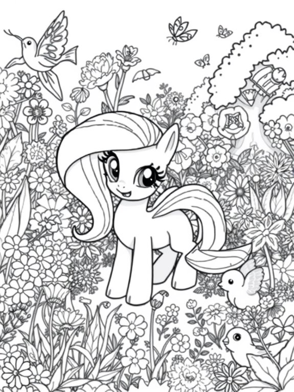 fluttershy garden coloring page