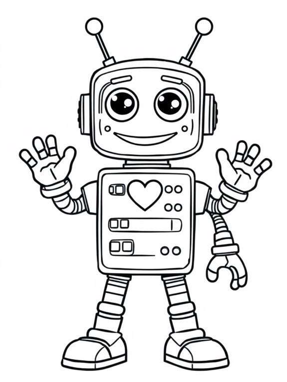 friendly robot coloring activity