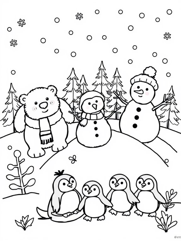 frosty animals coloring page