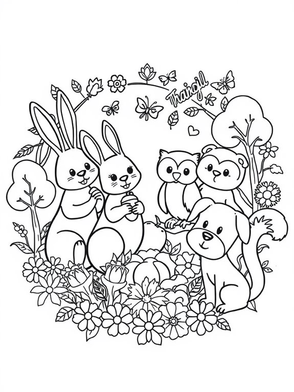grateful animals coloring activity