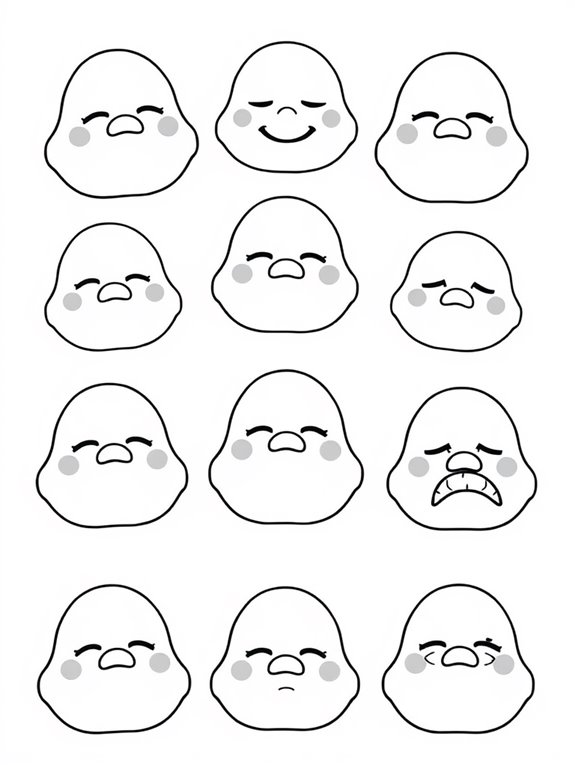gudetama faces coloring page