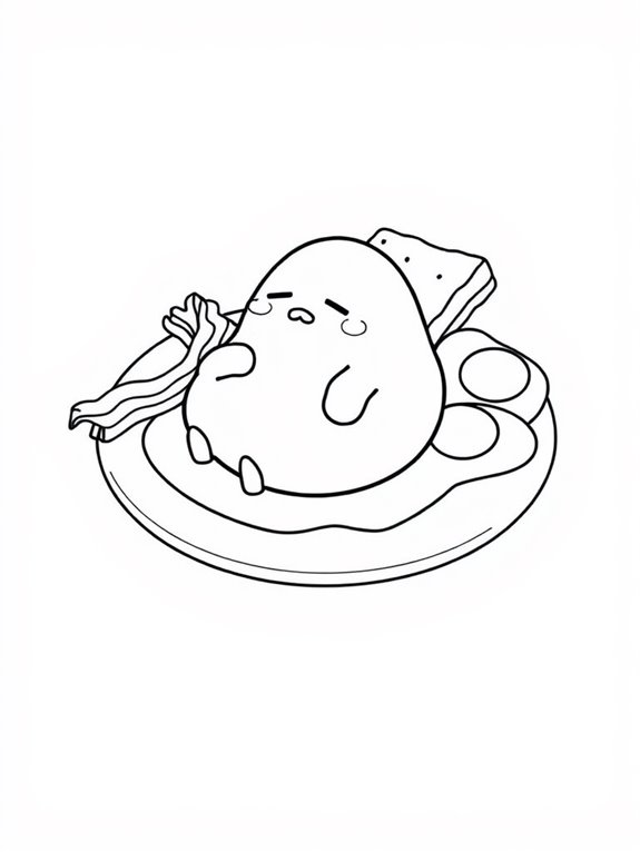 gudetama on breakfast plate