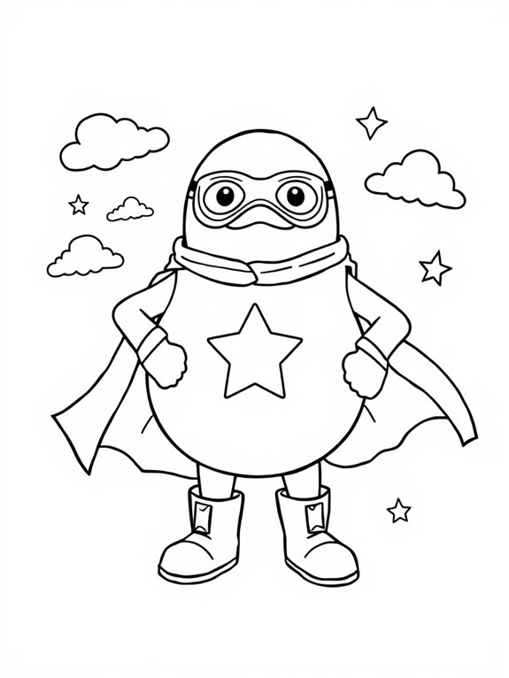 gudetama superhero coloring page