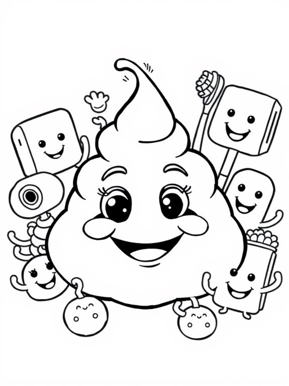 happy poop character fun