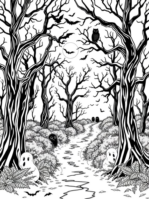 haunting woodland coloring activity