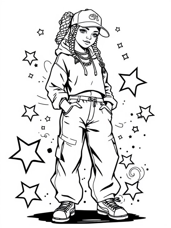 hip hop girl coloring page