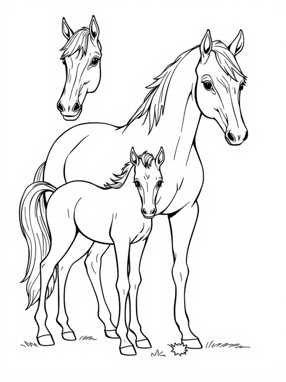 horse and foal illustration