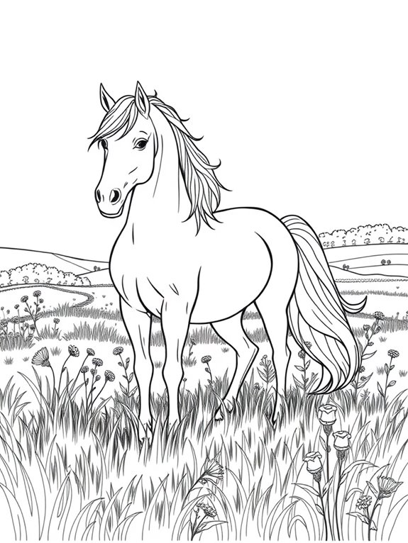 horse grazing in meadow