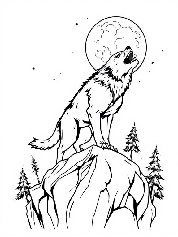 howling werewolf coloring page