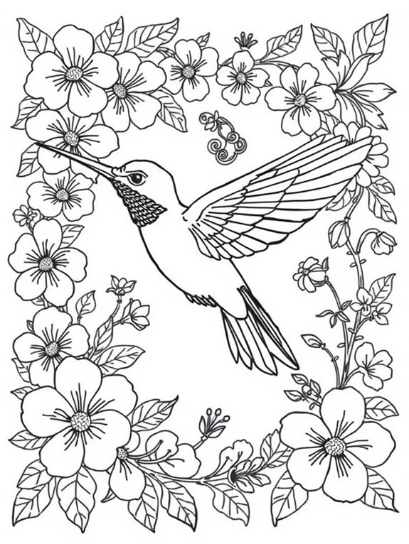 hummingbird and floral design