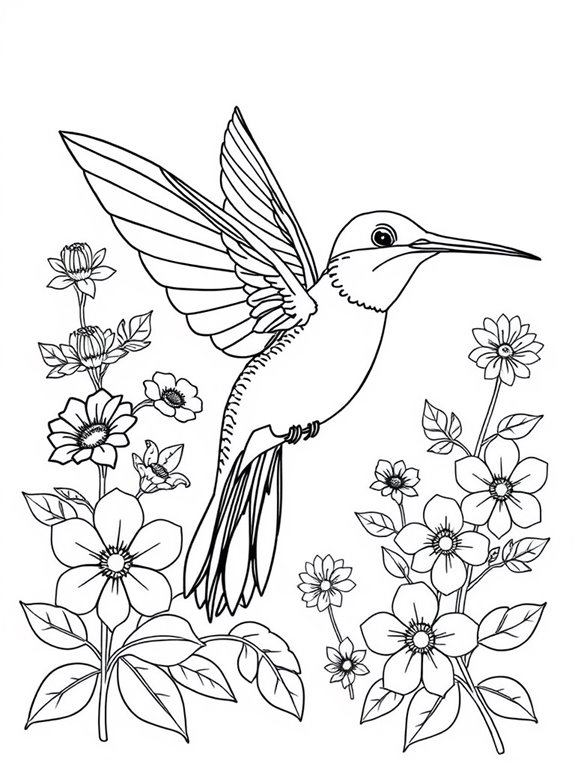 hummingbird and sun illustration