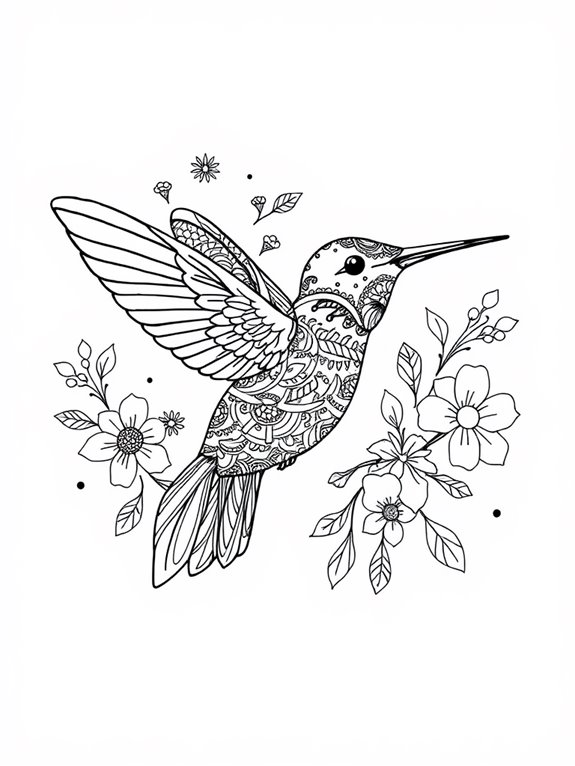 hummingbird coloring page design