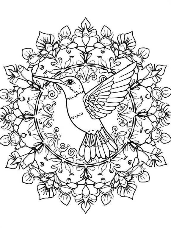 hummingbird themed mandala art