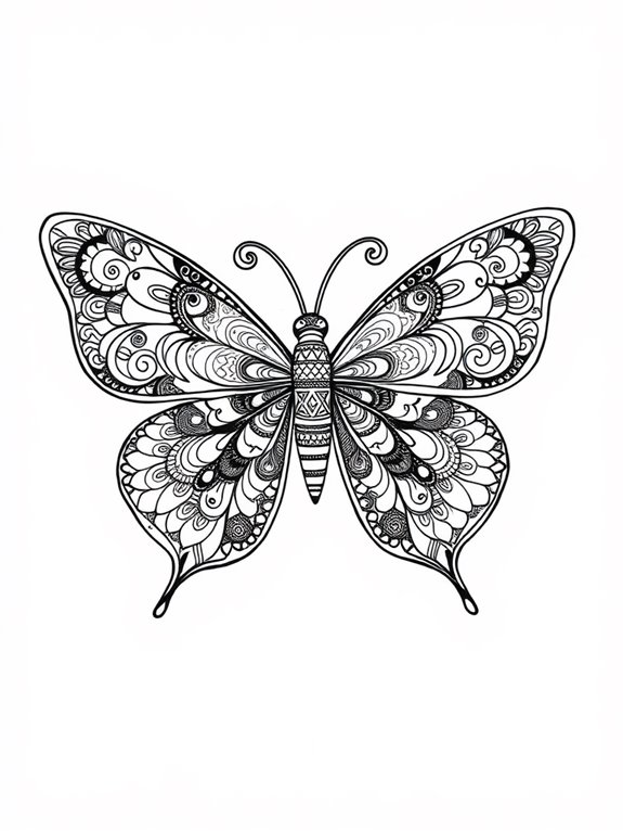intricate butterfly coloring design