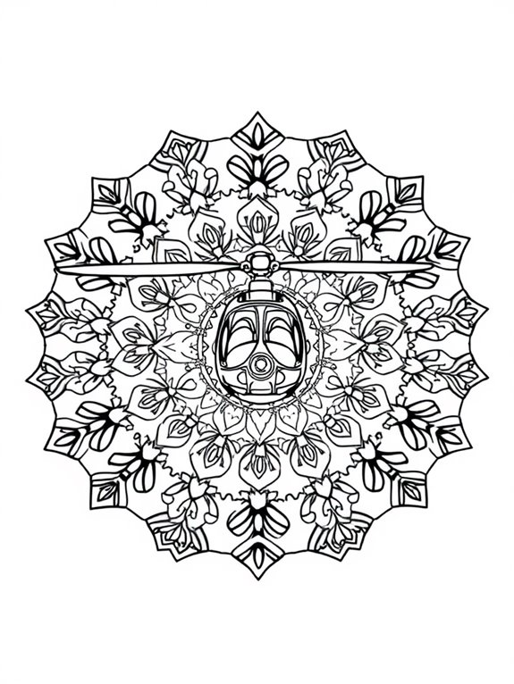 intricate helicopter mandala design
