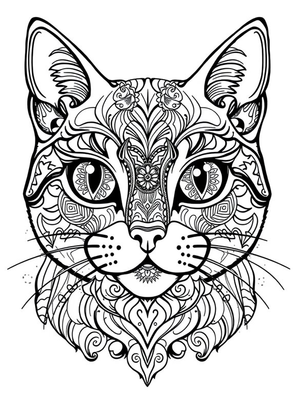 intricate patterned cat face