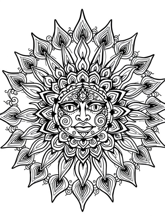 intricate sun mandala design