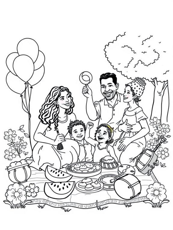 juneteenth family celebration coloring page