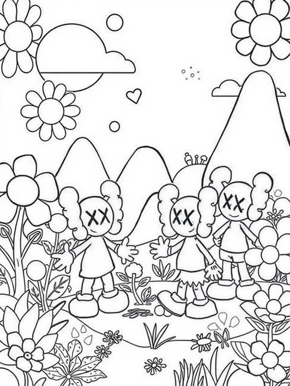 kaws coloring page activity