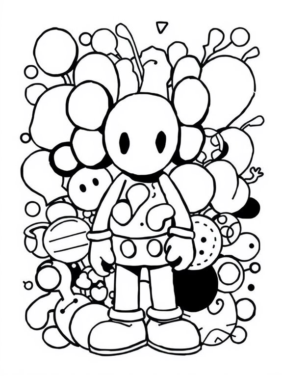 kaws inspired abstract coloring page