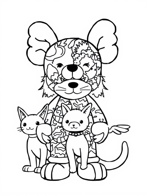 kaws inspired animal coloring page