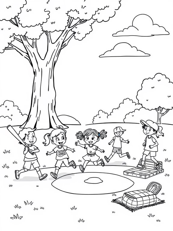 kids playing softball joyfully