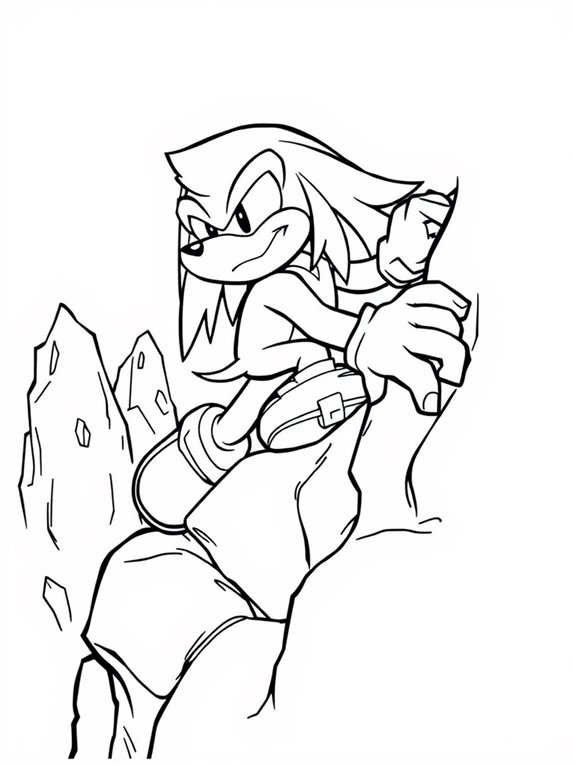 knuckles climbing coloring page