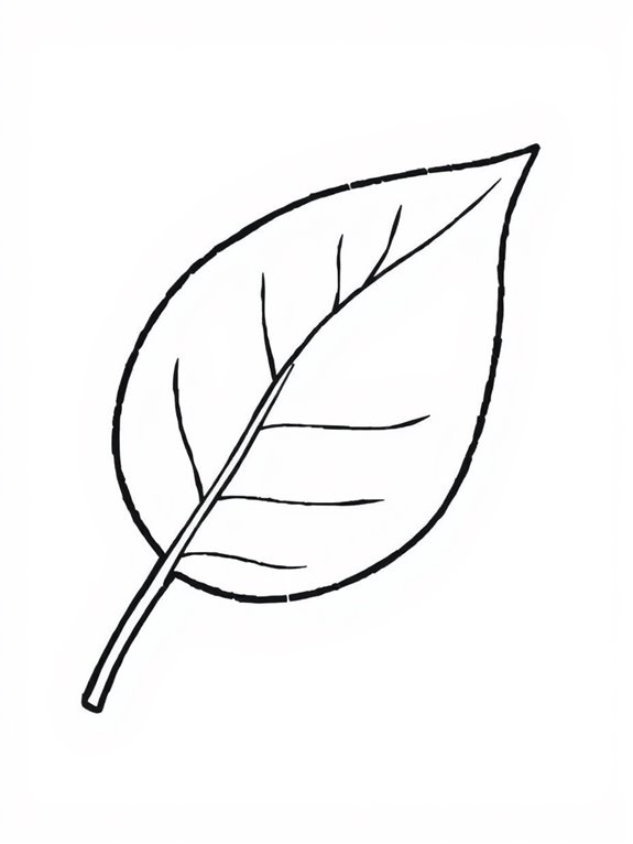 leaf outline coloring page