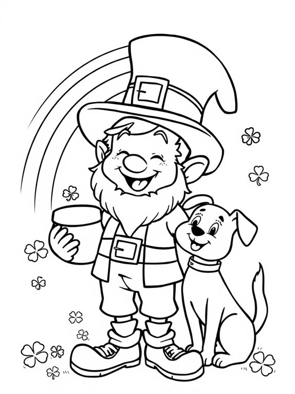 leprechaun and dog coloring