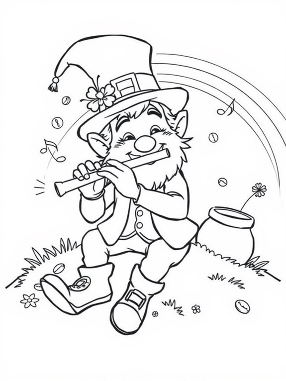 leprechaun flute coloring page