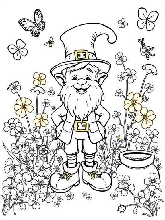 leprechaun garden coloring page