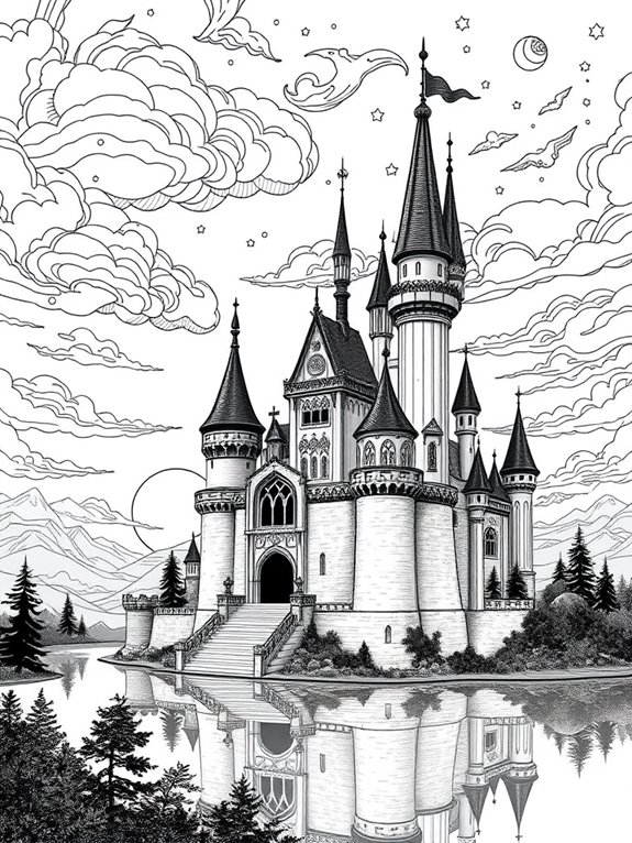 magical castle at sunset