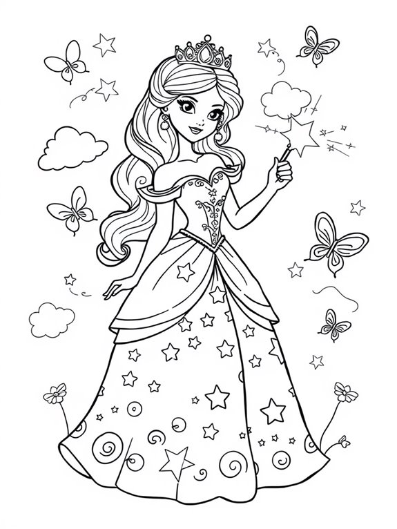 magical princess coloring page
