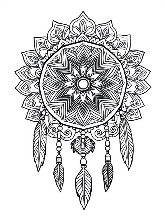 mandala dreamcatcher coloring page