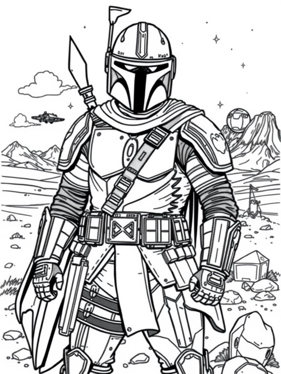 mandalorian themed coloring page