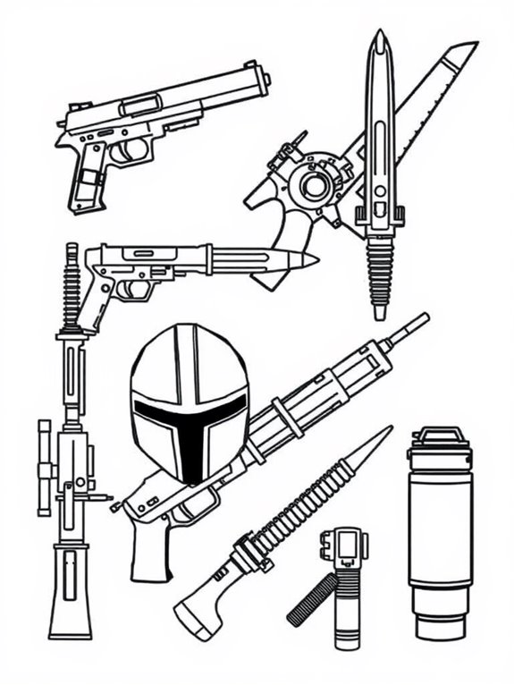 mandalorian weapons coloring page