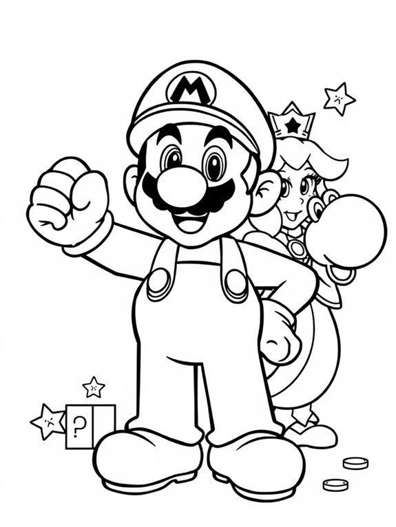 mario coloring activity page