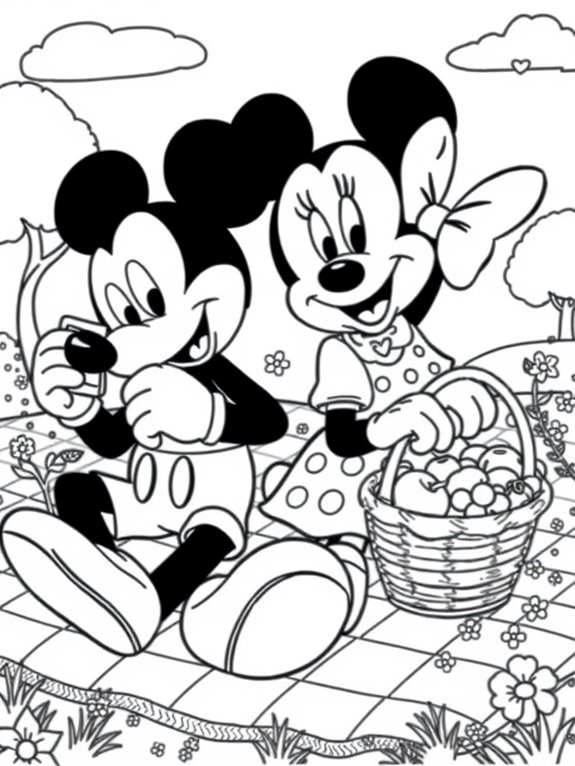 mickey and minnie picnic scene