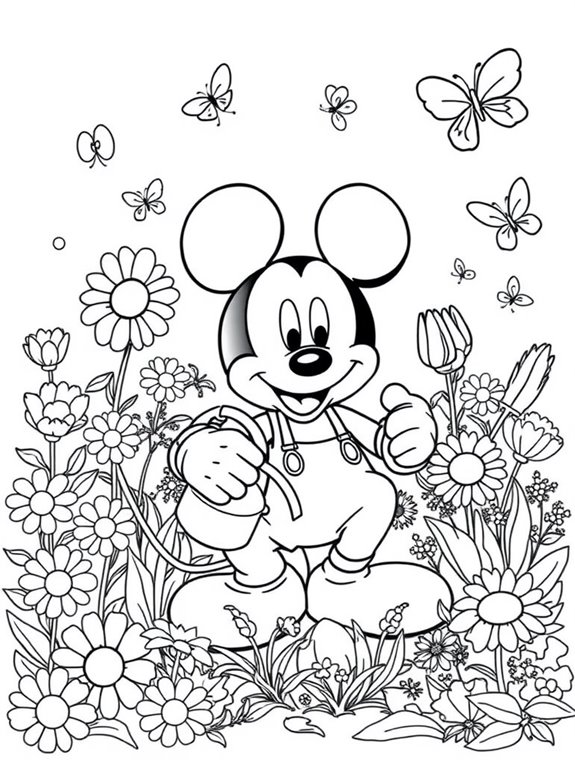 mickey mouse garden coloring