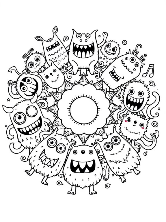 monsters themed coloring page