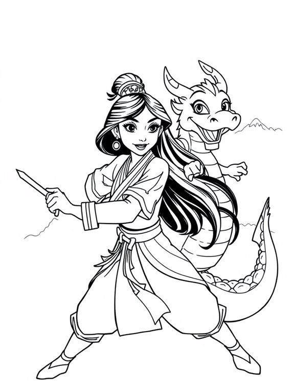 mulan and dragon art
