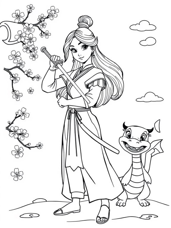 mulan and mushu illustration