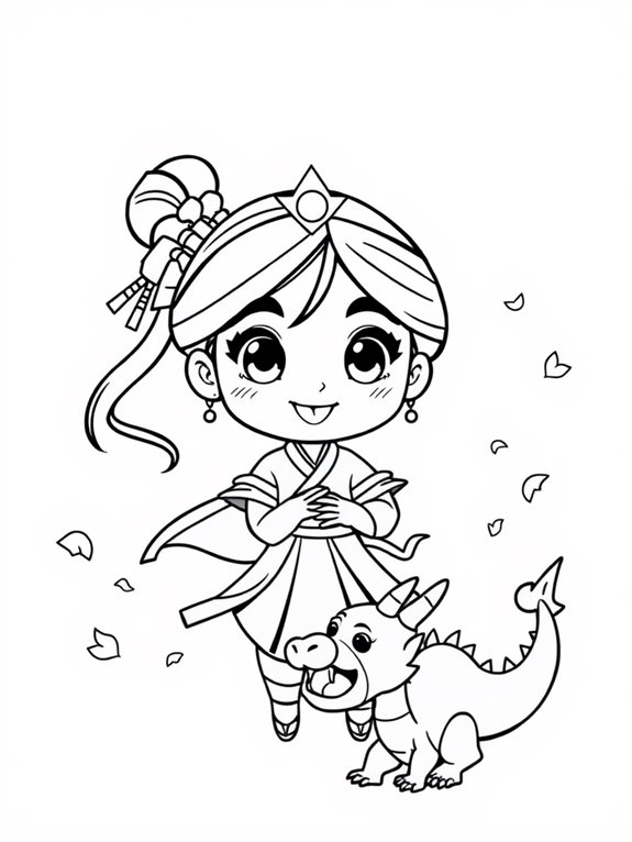 mulan chibi coloring page