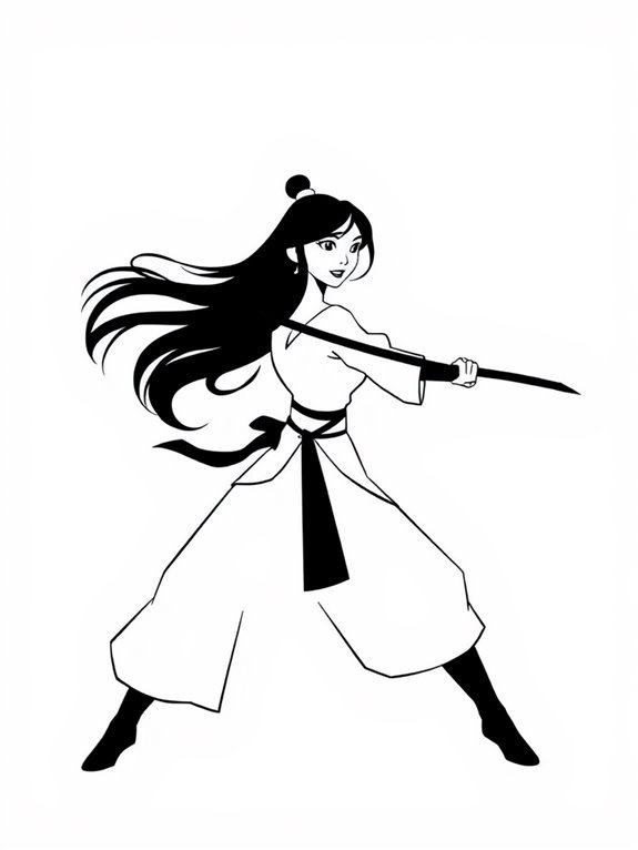 mulan silhouette for coloring