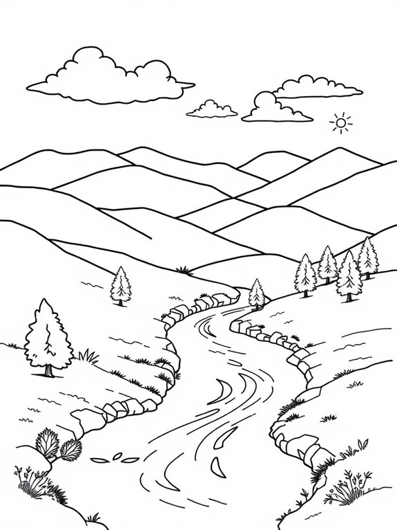 nature landscape coloring page