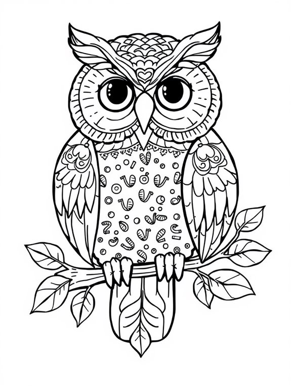 owl themed coloring activity