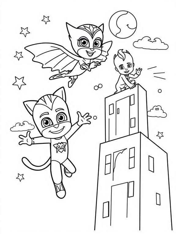 pj masks coloring activities