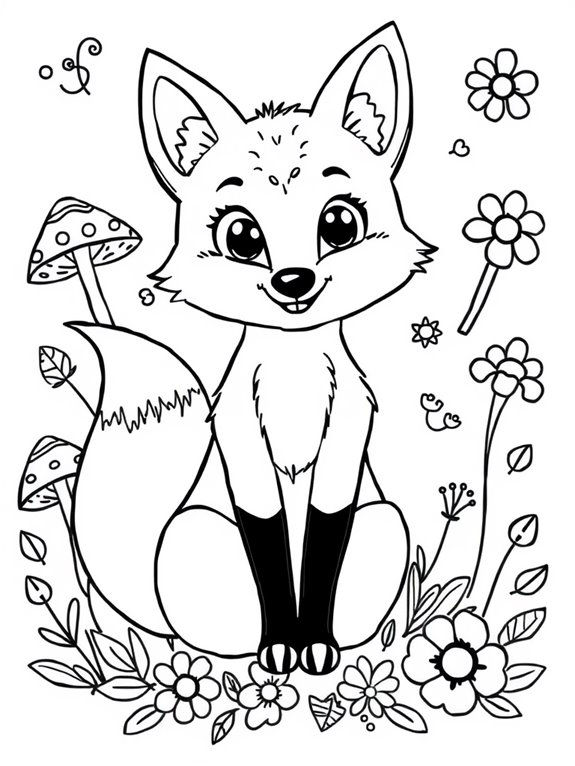 playful fox coloring page