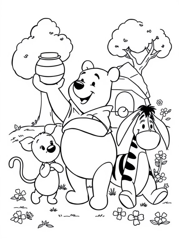 pooh and friends coloring page